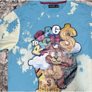 Bags To Riches T Shirt 3XL Contender Tie Dyed Bear Money Bags Hustle NWT $49.50